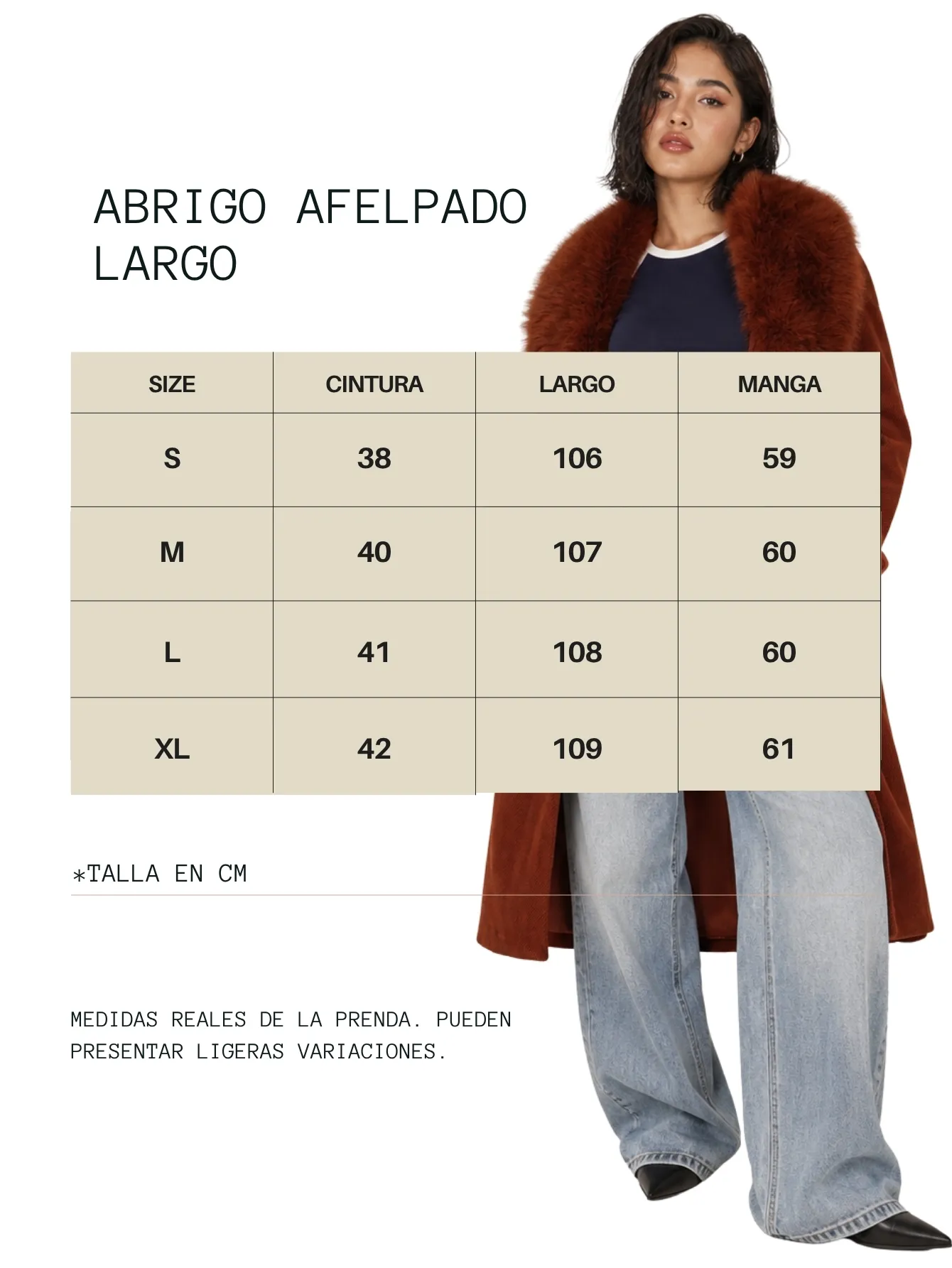 M01 Abrigo con solapa de pelo sintético 15300